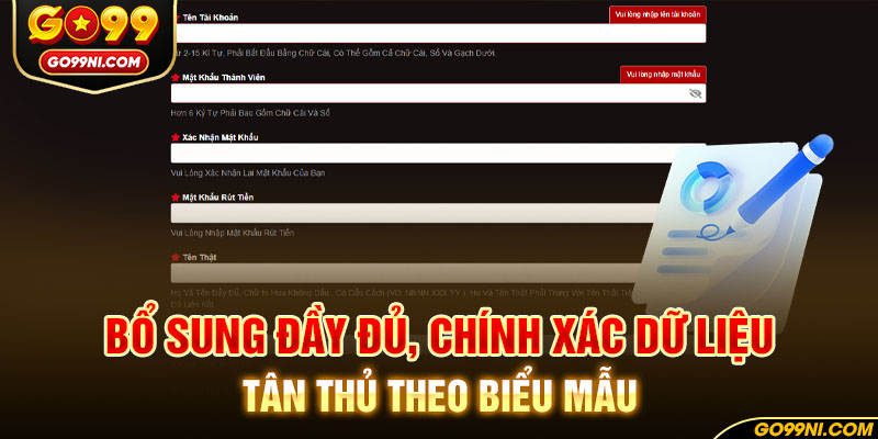 Bổ sung đầy đủ, chính xác dữ liệu tân thủ theo biểu mẫu